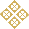 400 Capitol Mall Four gold diamond shapes containing circle designs in each section.