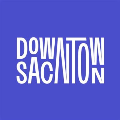 Capitol Mall Farmer's Market Text graphic displaying "DOWNTOWN SACRAMENTO" in a bold, modern font on a blue background.